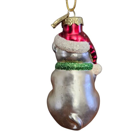 Christopher Radko Pig Ornament Santa Hat Candy Cane 3" Glass Christmas - Picture 4 of 6